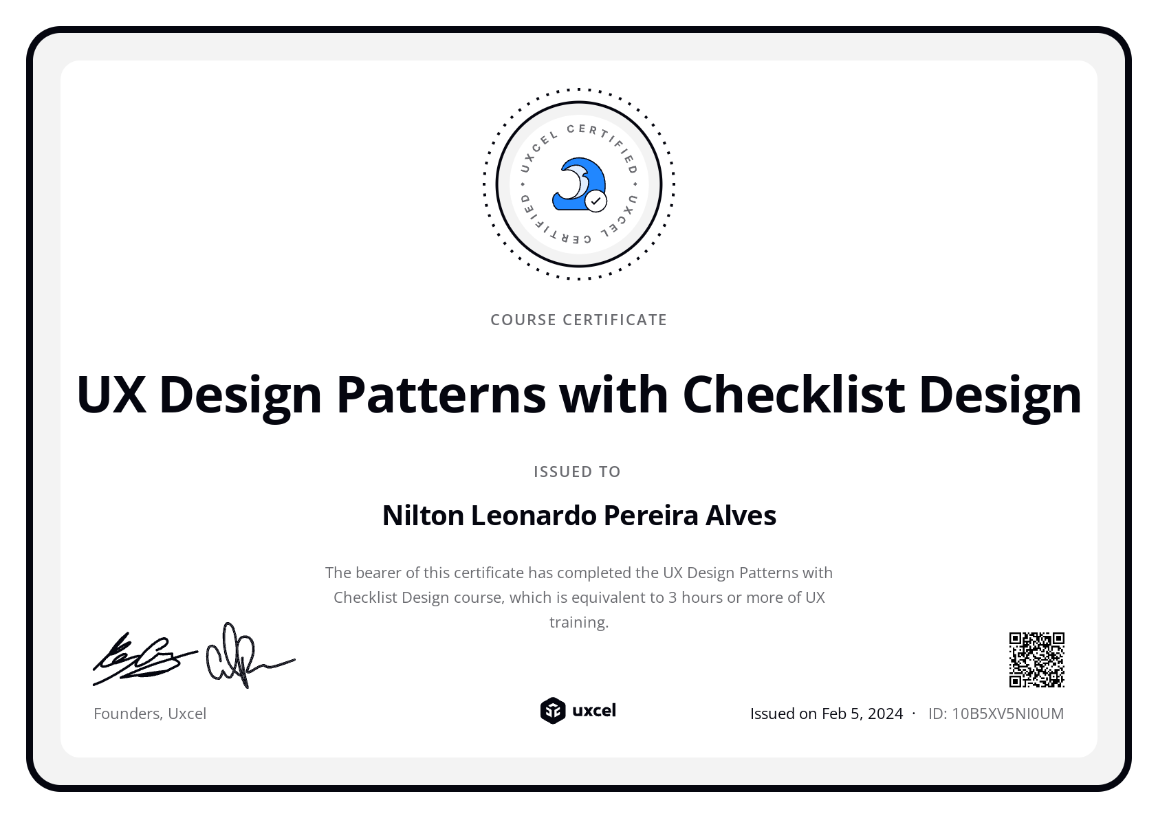 Leonardo Alves's certificate